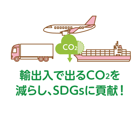 輸出入で出るCO2を減らし、SDGsに貢献！